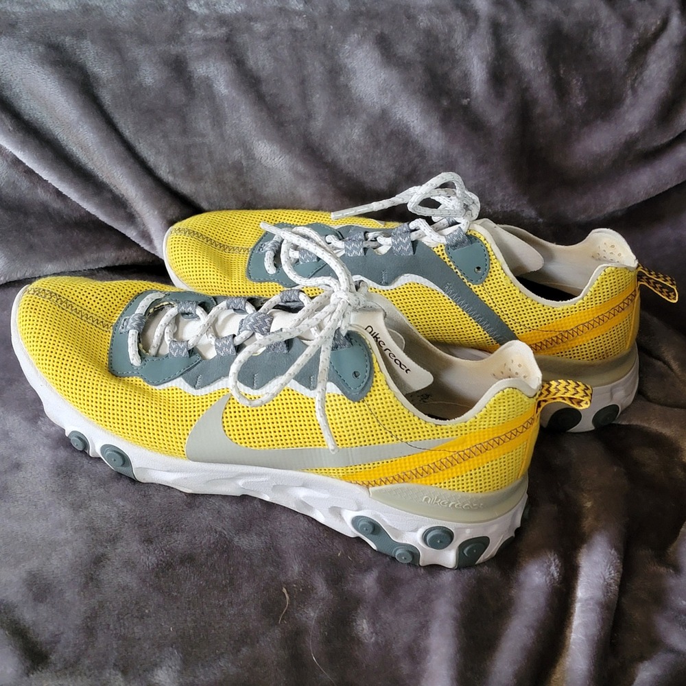 Nike React Element 55 PRM Women Size 8.5 Amarillo Yellow Excellent Mesh Sneakers